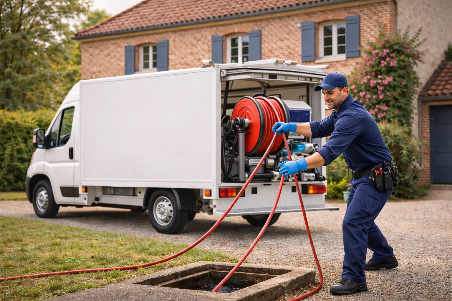 Camion hydrocureur professionnel pour débouchage haute pression